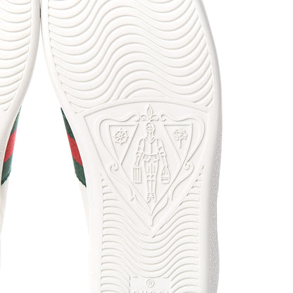 Gucci Calfskin Ayers Bee Embroidered Womens Ace Sneakers 36.5 White Green 7 of 9
