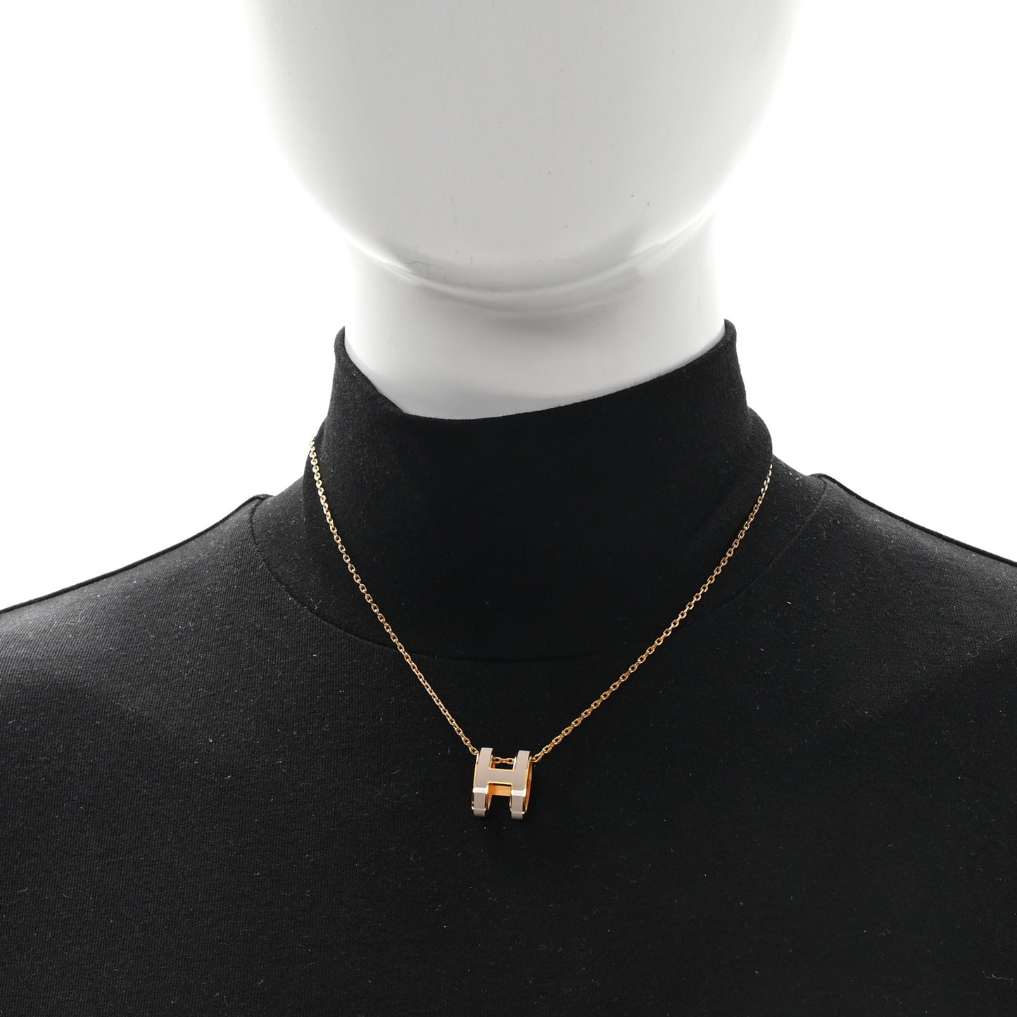 Lacquered Rose Gold Pop H Pendant Necklace Marron Glace