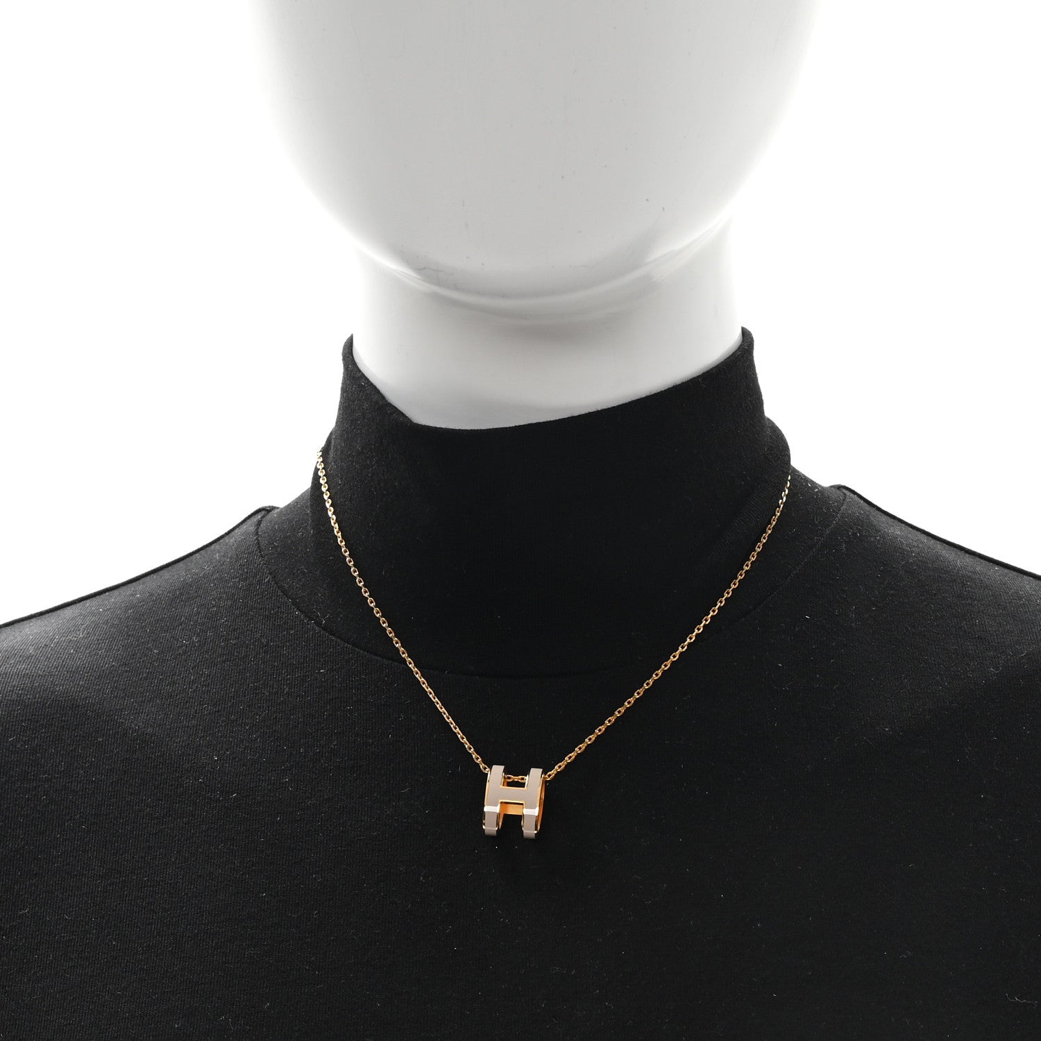 Hermes Lacquered Rose Gold Pop H Pendant Necklace Marron Glace 2 of 6