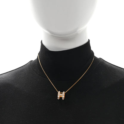 Hermes Lacquered Rose Gold Pop H Pendant Necklace Marron Glace 2 of 6