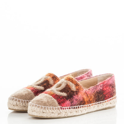 Chanel Tweed CC Espadrilles 39 Brown Pink Beige 3 of 8