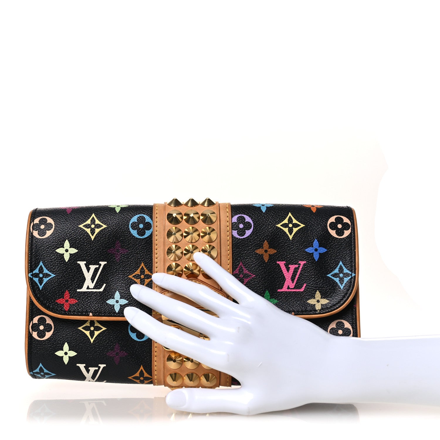 Louis Vuitton Monogram Multicolor Courtney Clutch Black 2 of 12