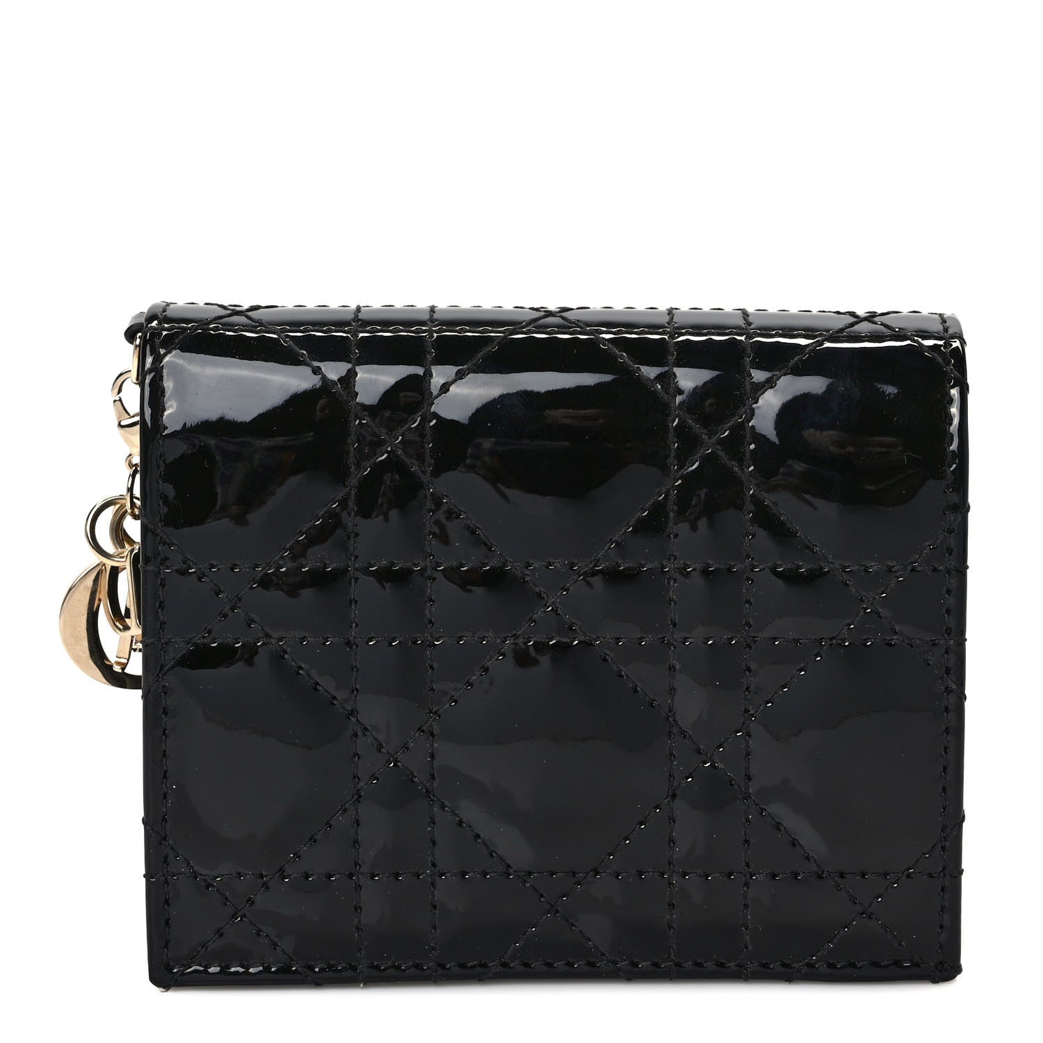 Christian Dior Patent Cannage Small Lady Dior Flap Card Holder Black 1 of 7