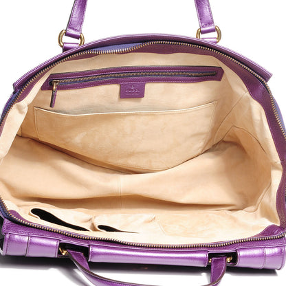Gucci Metallic Pebbled Calfskin Medium 1973 Top Handle Satchel Purple 9 of 9