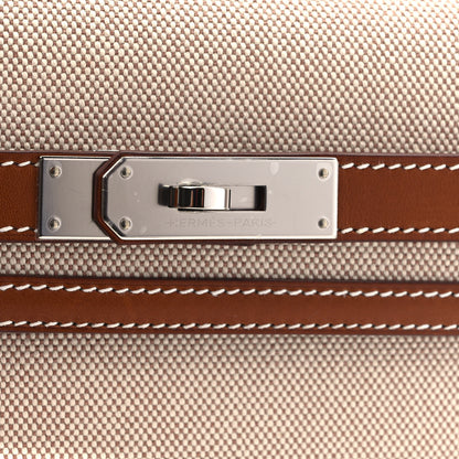 Hermes Toile H Barenia Kelly Depeches 25 Pouch Ecru Beige Fauve 9 of 10