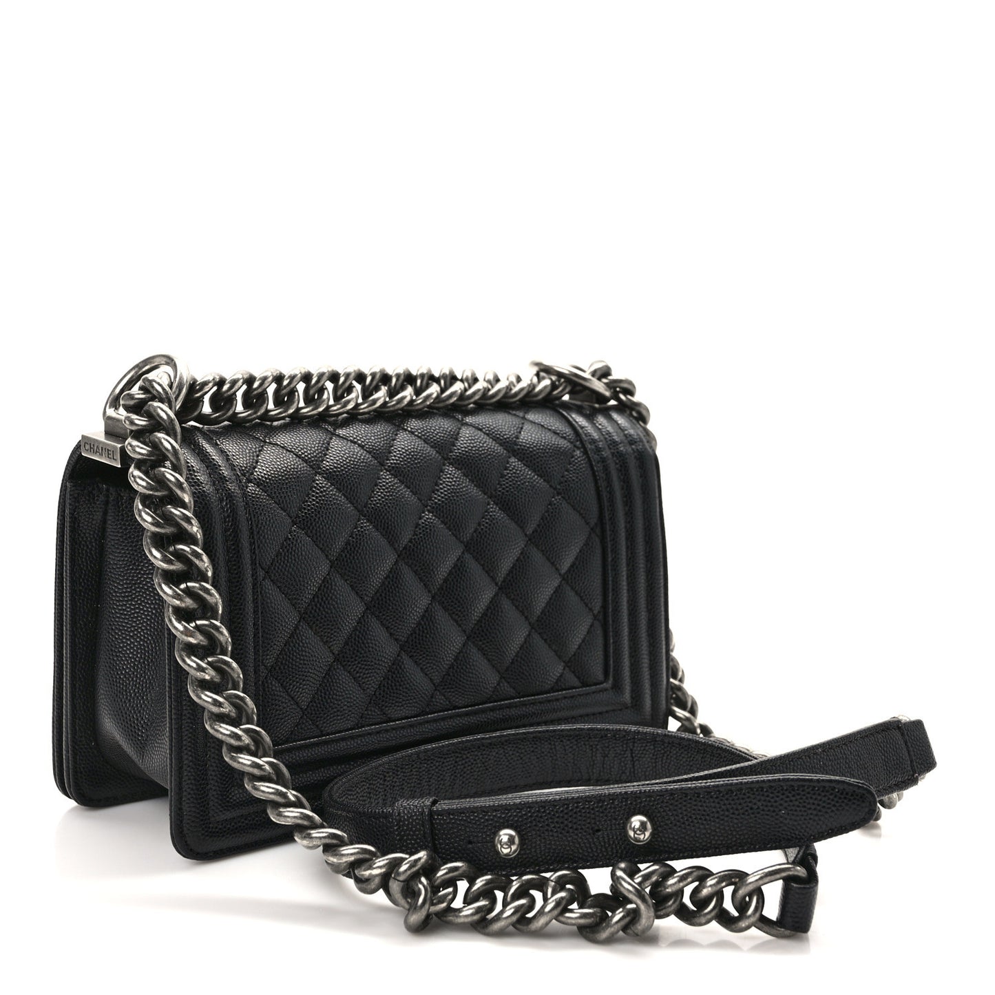 Caviar Quilted Small Boy Flap Black