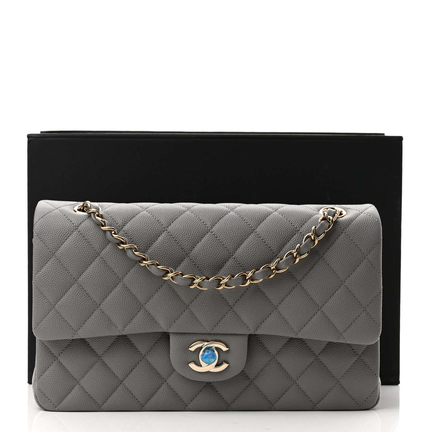 Chanel Caviar Quilted Medium Double Flap Grey 10 of 10