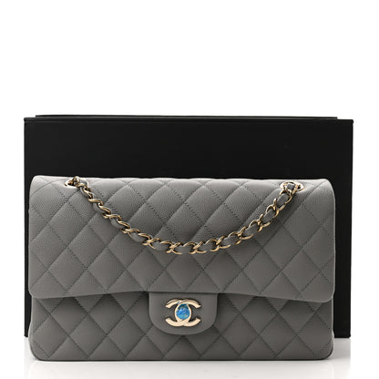 Chanel Caviar Quilted Medium Double Flap Grey 10 of 10
