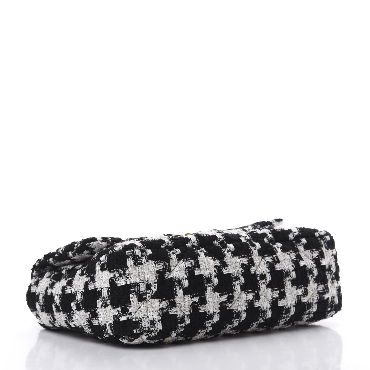 Tweed Quilted Large 19 Flap Black Ecru White