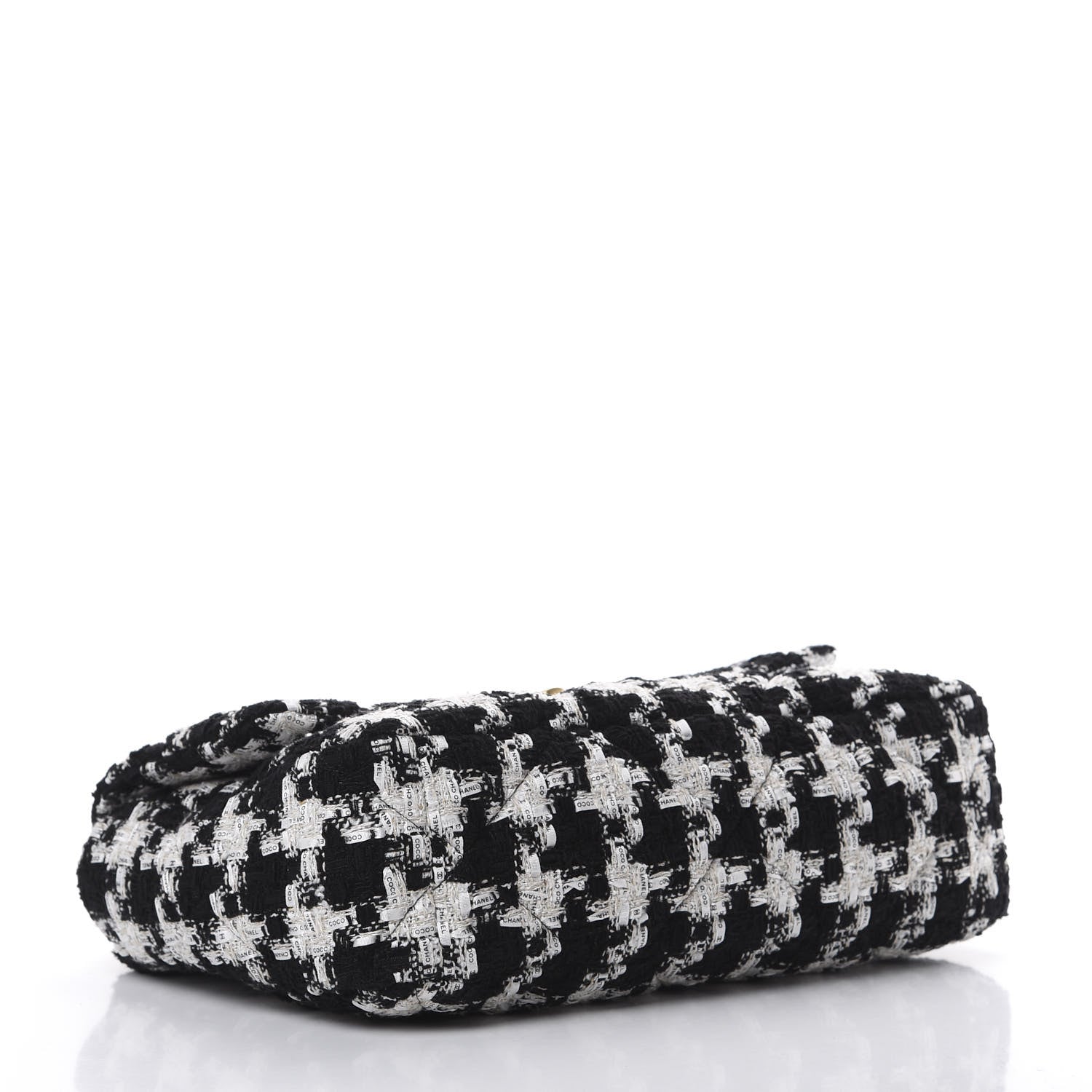 Chanel Tweed Quilted Large 19 Flap Black Ecru White 3 of 9