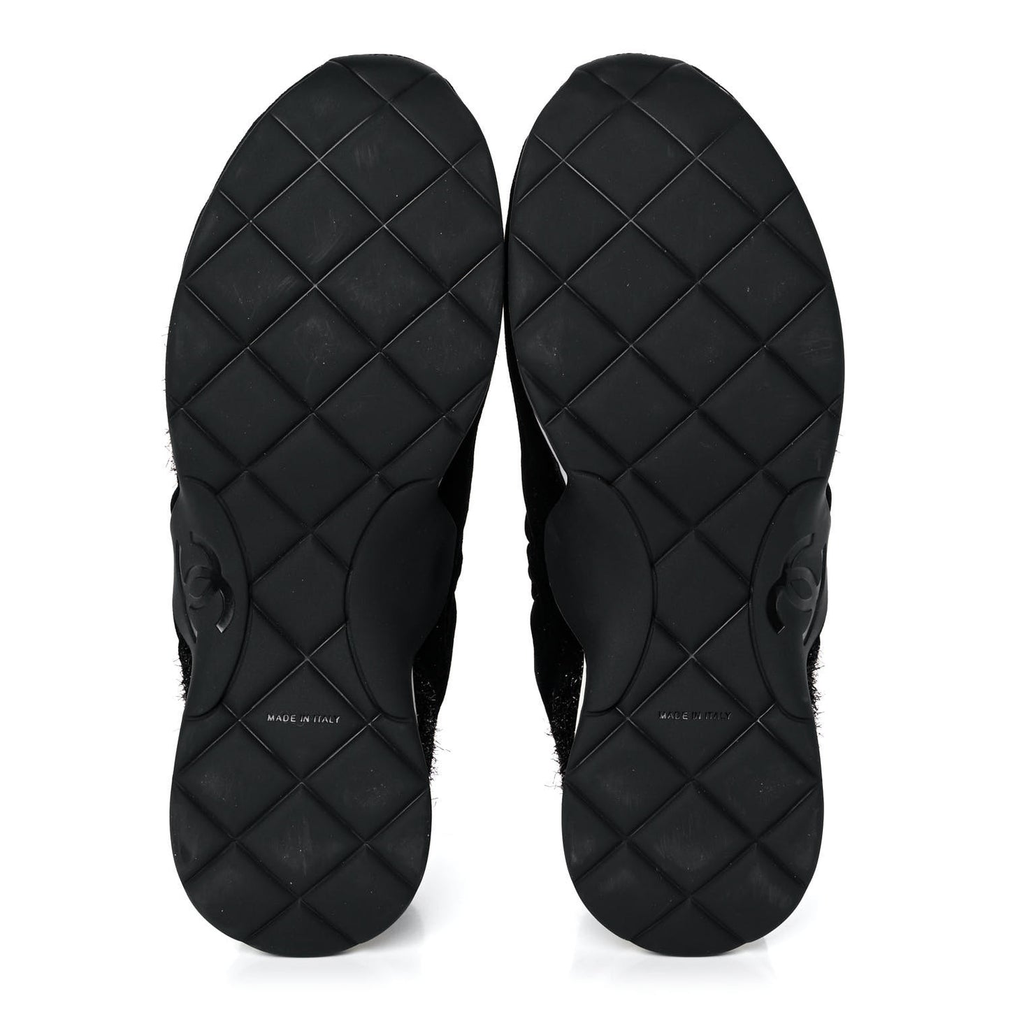 Stretched Fabric Velvet CC Womens Sneakers 41 Black