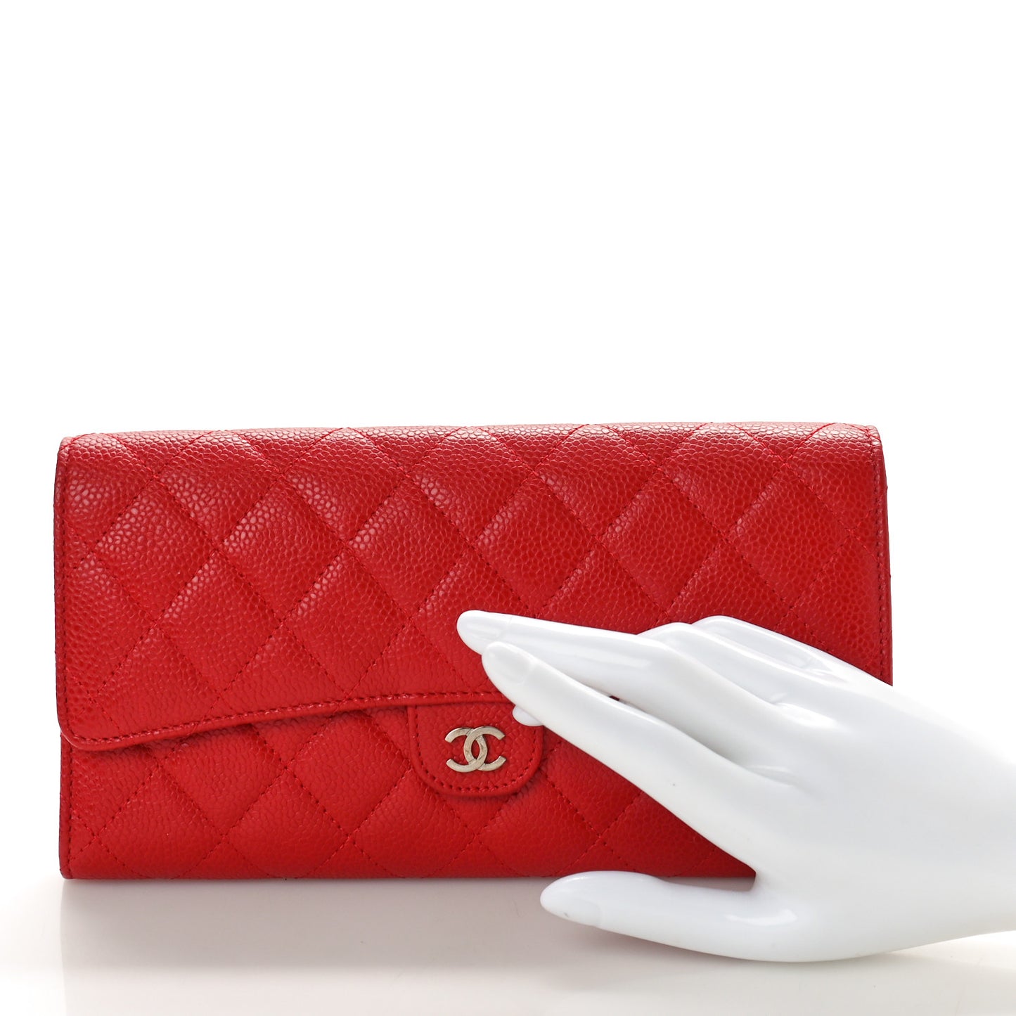 Caviar Quilted Travel Wallet Red