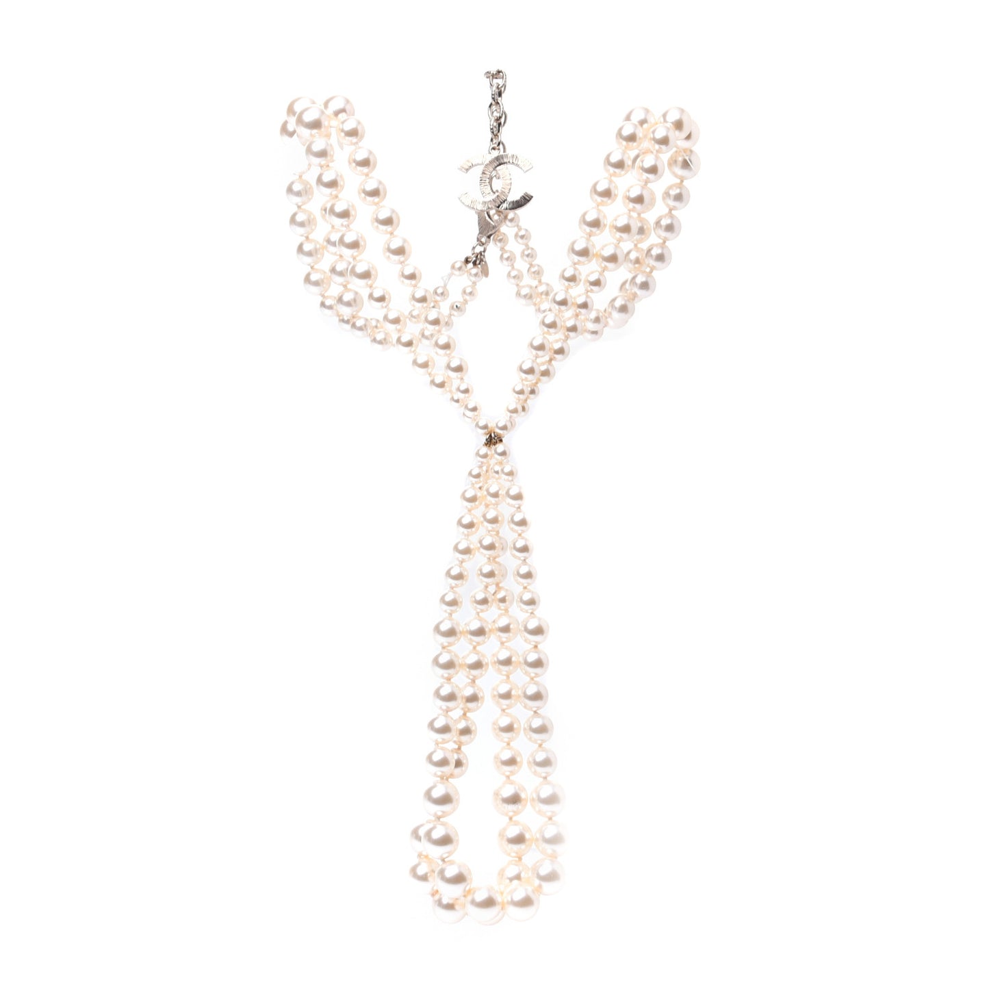 Pearl Multi Strand CC Necklace Gold