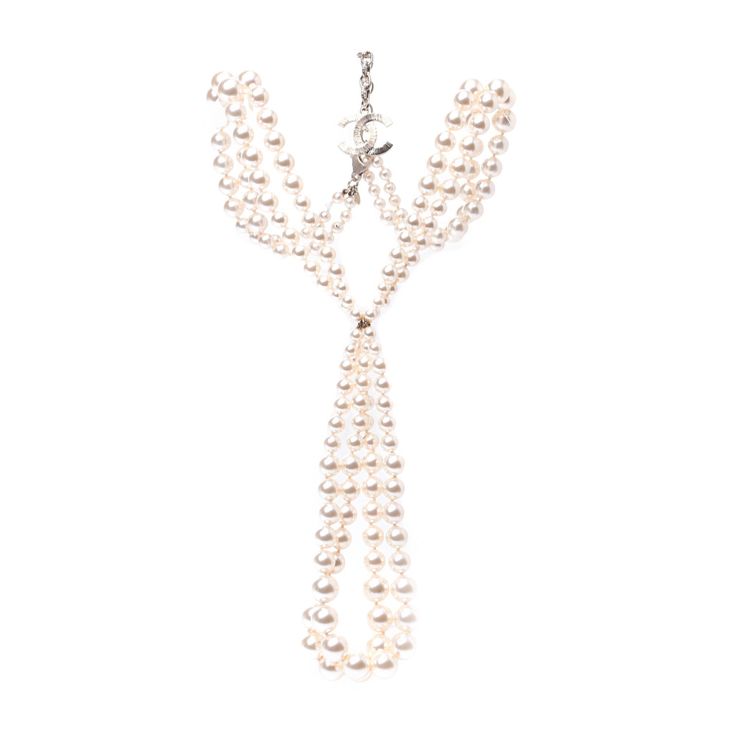 Chanel Pearl Multi Strand CC Necklace Gold 1 of 14