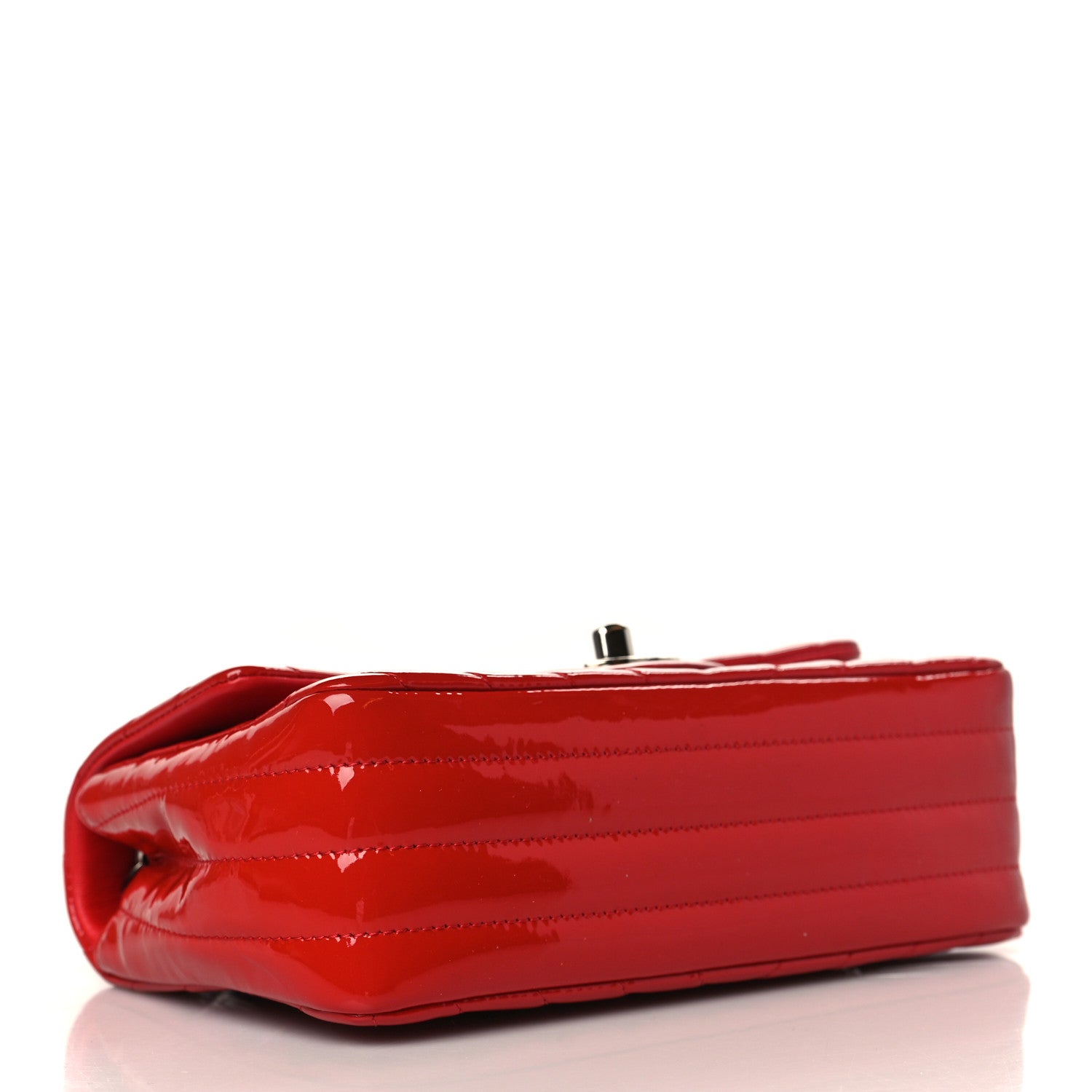 Chanel Patent Calfskin Chevron Quilted Mini Rectangular Flap Red 4 of 9