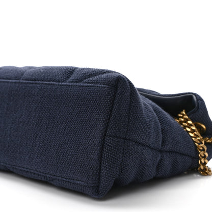 Saint Laurent Canvas Quilted Small Loulou Puffer Monogram Chain Satchel Deep Marine 8 of 9