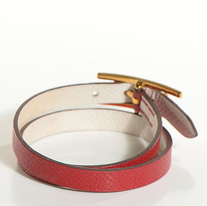 Hermes Epsom Reversible Behapi Double Tour Bracelet XS Rouge Garance White 5 of 7