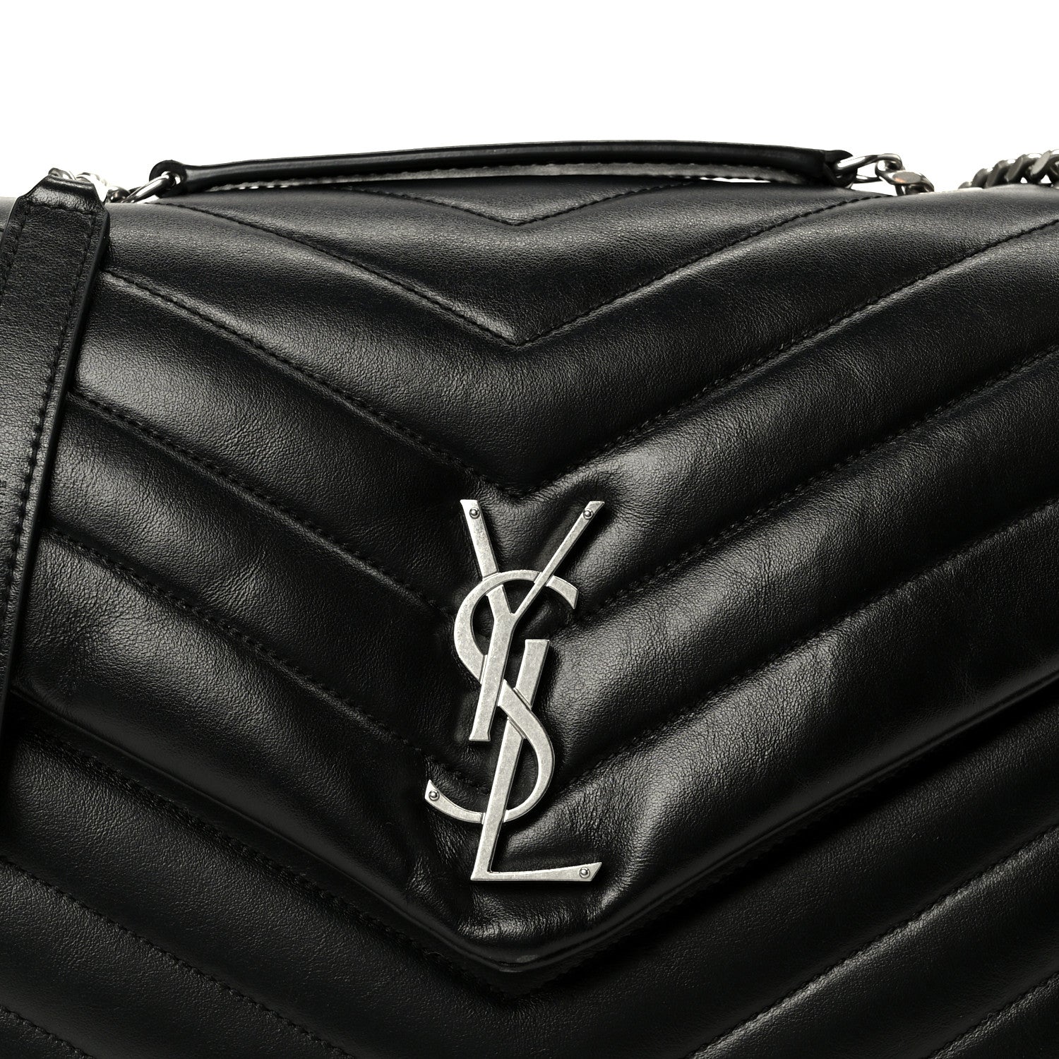 Saint Laurent Calfskin Y Quilted Monogram Medium Loulou Chain Satchel Black 8 of 10