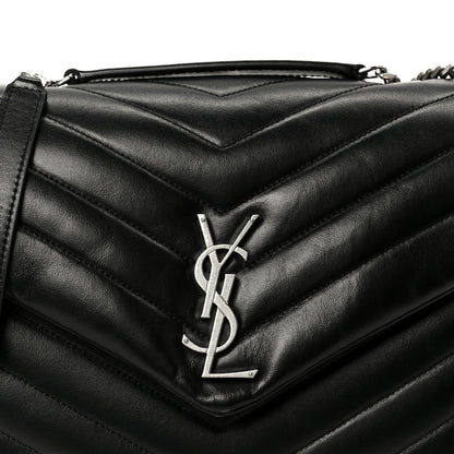 Saint Laurent Calfskin Y Quilted Monogram Medium Loulou Chain Satchel Black 8 of 10