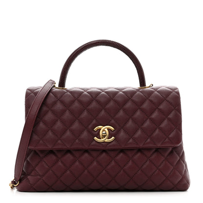 Chanel Caviar Lizard Quilted Medium Coco Handle Flap Burgundy 1 of 11
