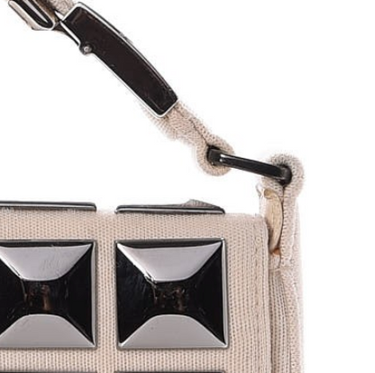 Chanel Canvas Studded Flap Off White 7 of 12