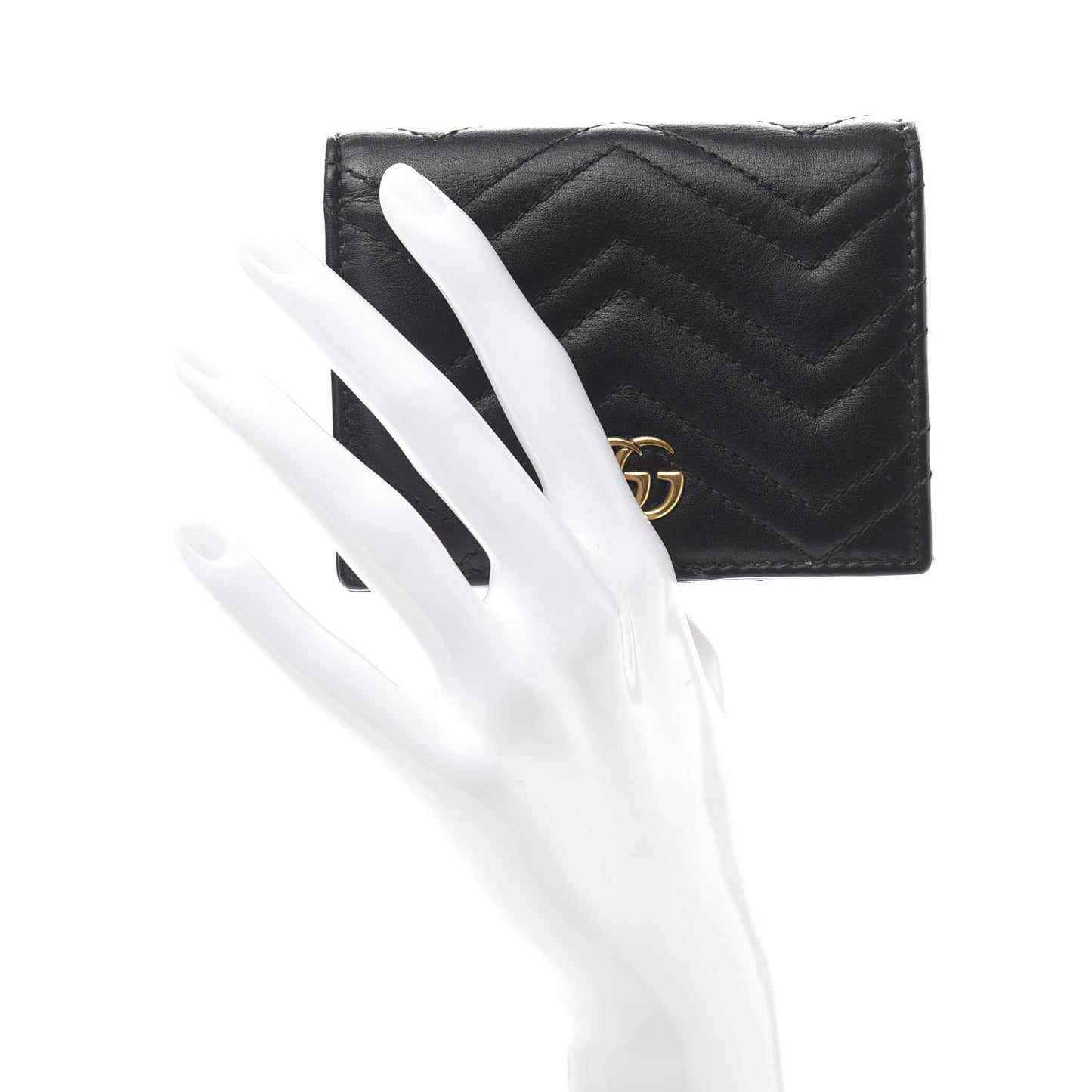 Calfskin Matelasse GG Marmont Card Case Wallet Black