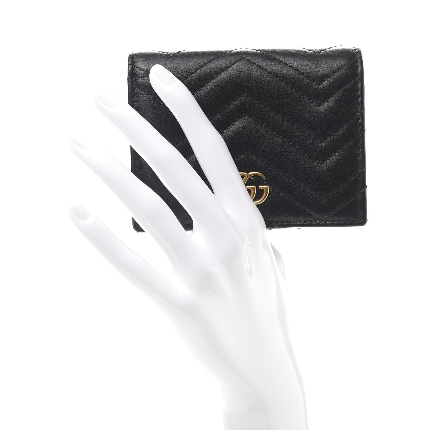 Gucci Calfskin Matelasse GG Marmont Card Case Wallet Black 2 of 9