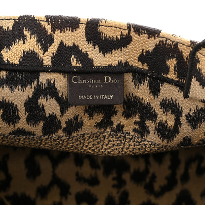 Christian Dior Canvas Mizza Embroidered Medium Leopard Book Tote Beige 6 of 10