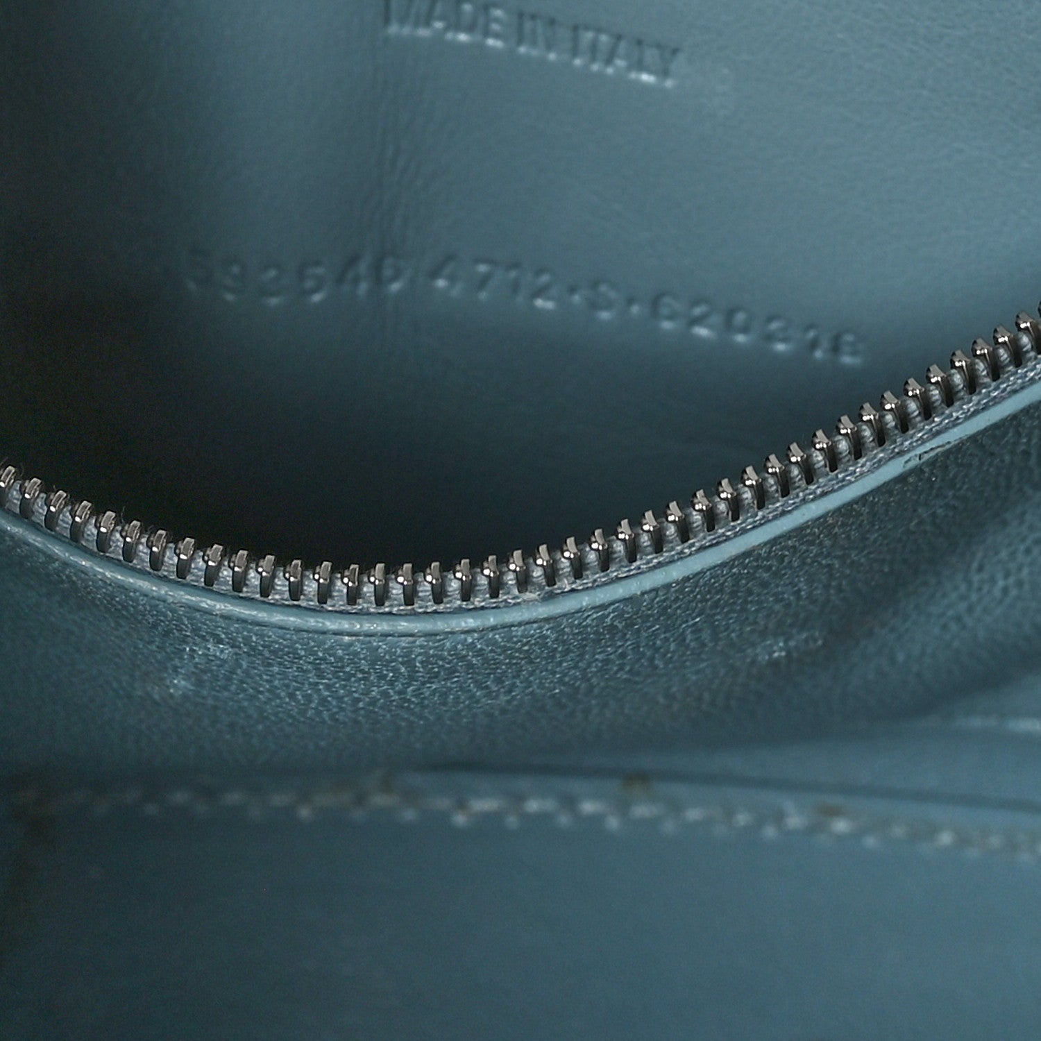 Balenciaga Shiny Calfskin Crocodile Embossed Small Hourglass Top Handle Bag Blue Grey 7 of 11