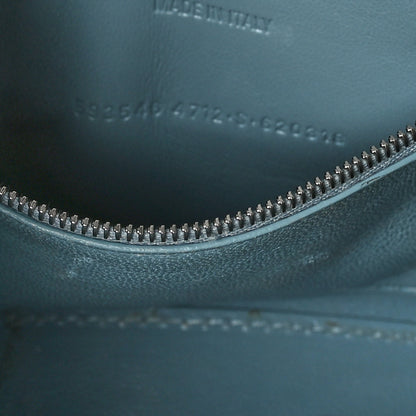 Balenciaga Shiny Calfskin Crocodile Embossed Small Hourglass Top Handle Bag Blue Grey 7 of 11