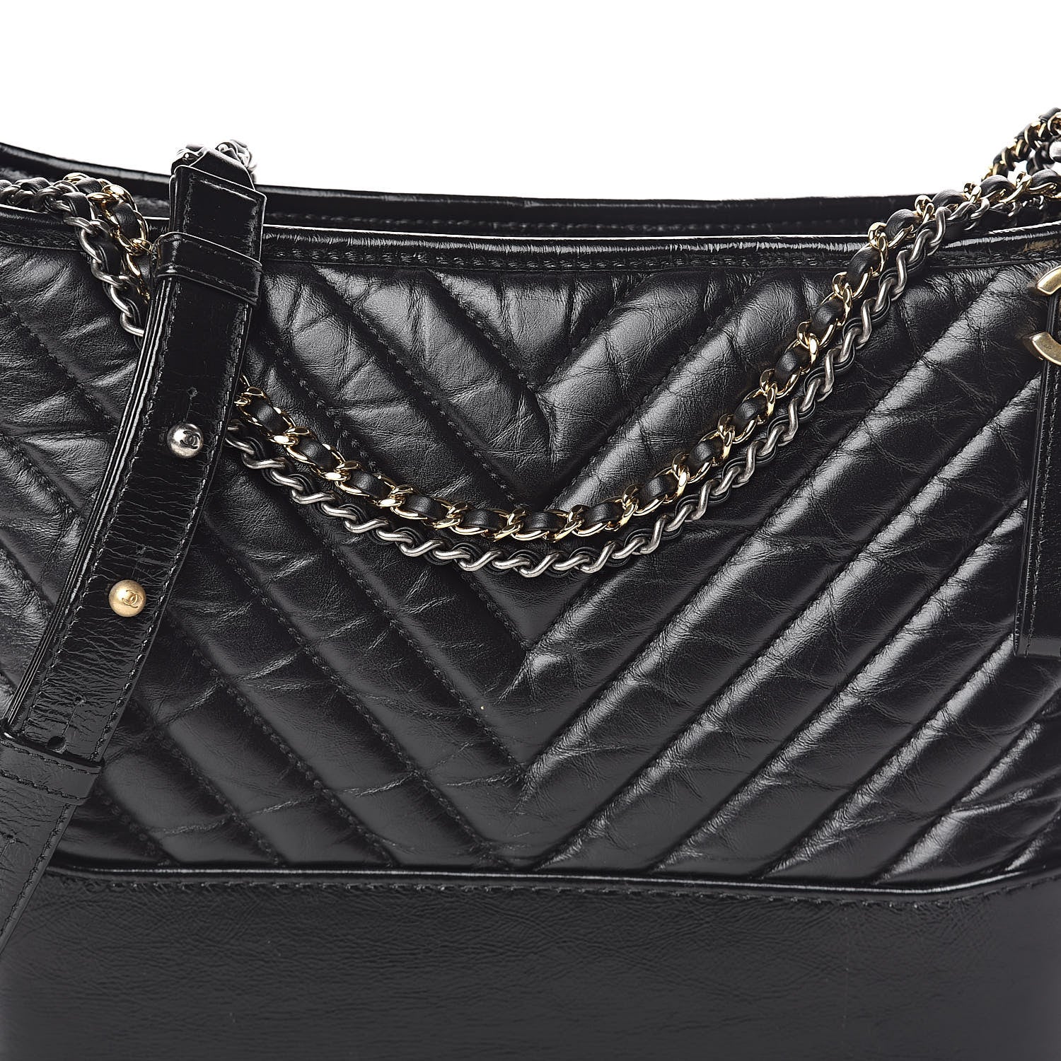 Chanel Aged Calfskin Chevron Quilted Medium Gabrielle Hobo Black 8 of 11