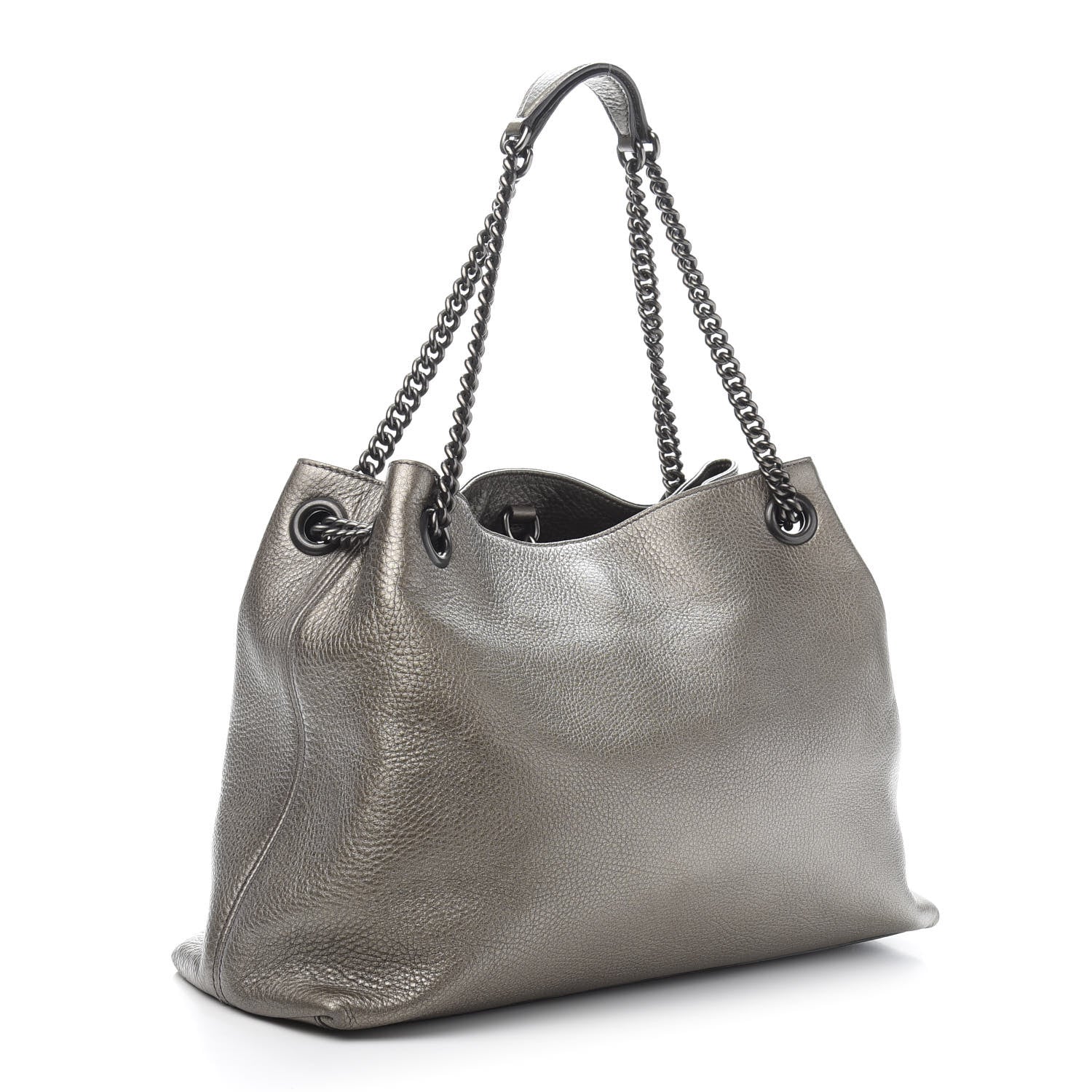 Gucci Metallic Pebbled Calfskin Medium Soho Chain Shoulder Bag Sasso 3 of 11