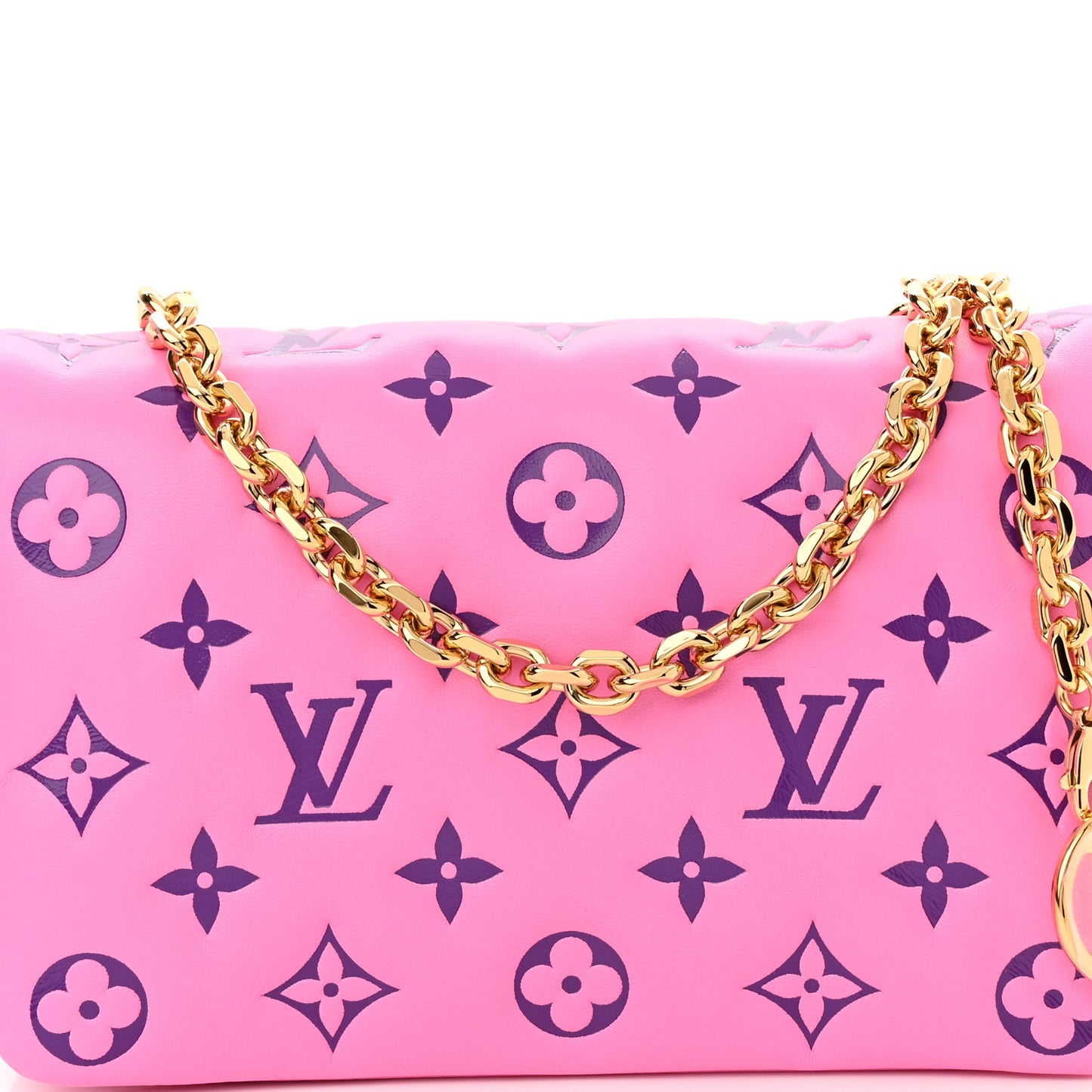 Lambskin Embossed Monogram Vuittamins Pochette Coussin Rose Violet