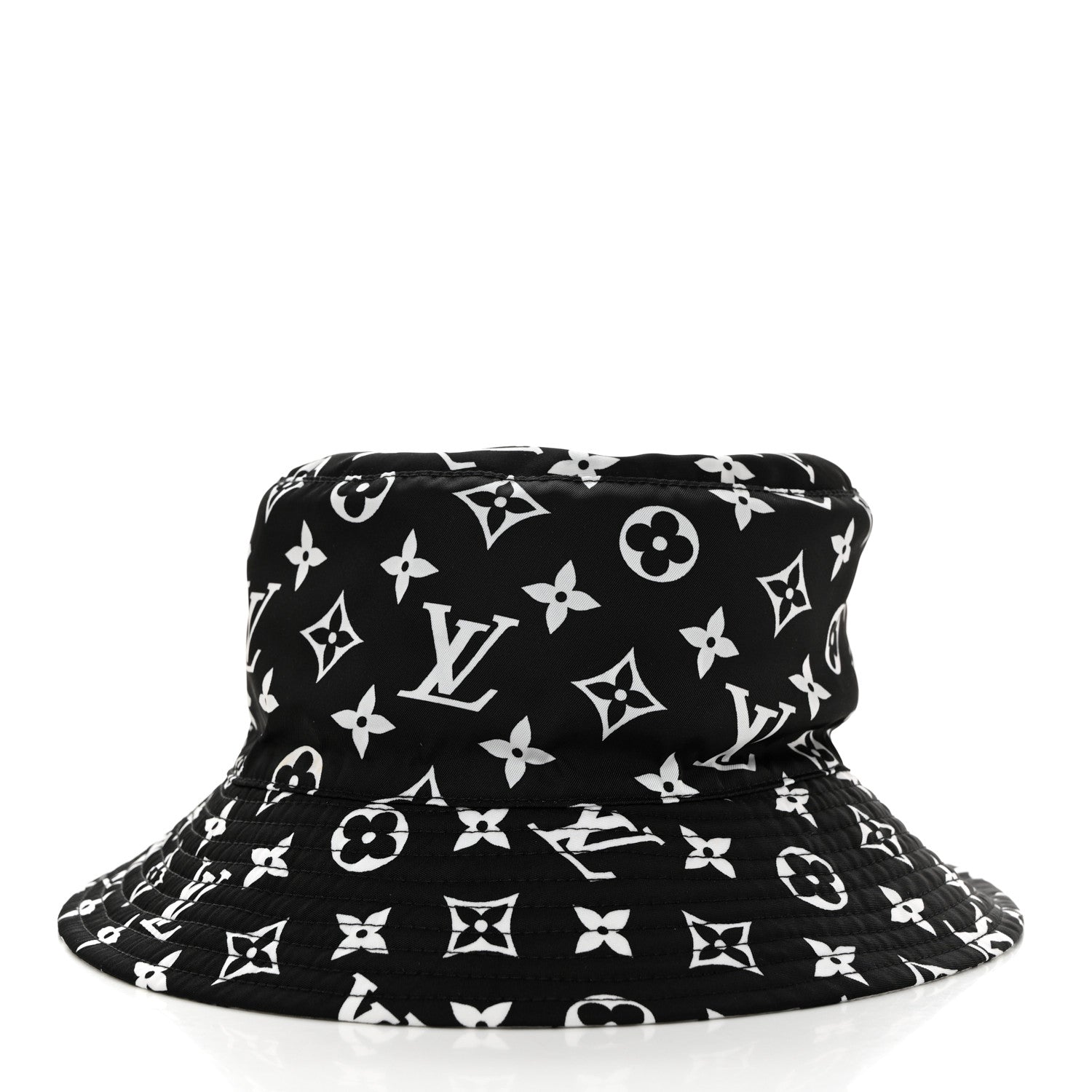 Louis Vuitton Nylon Monogram Reversible Bob Bucket Hat S Black White 6 of 14