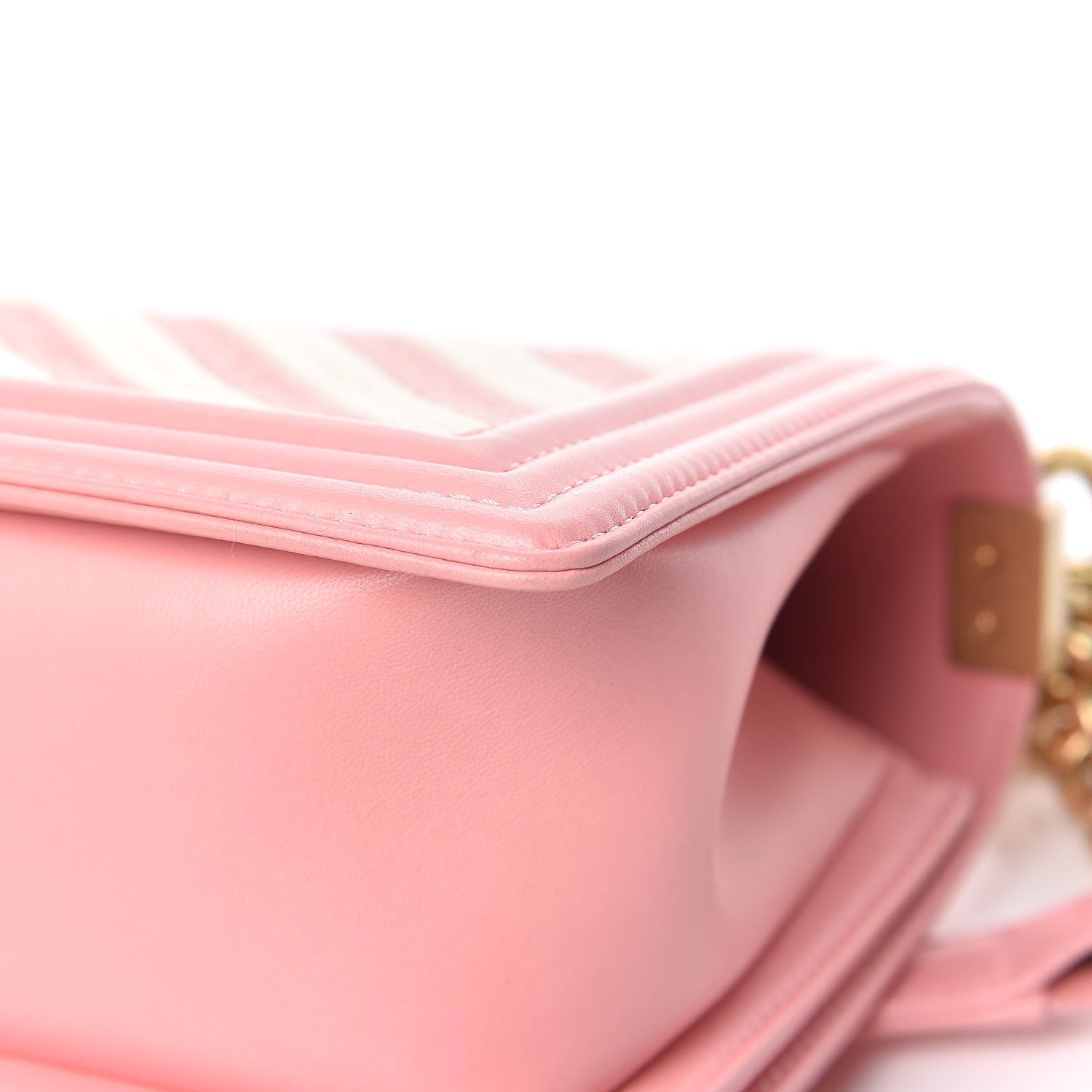 Chanel Fabric Chevron Braided Medium Boy Flap Light Pink Ivory 14 of 15