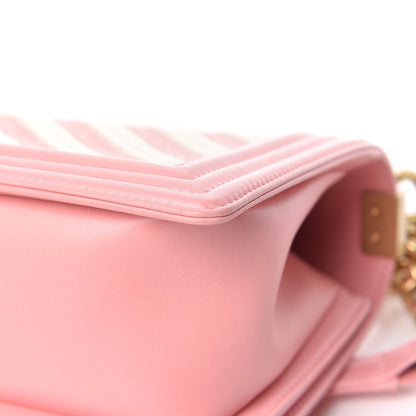 Chanel Fabric Chevron Braided Medium Boy Flap Light Pink Ivory 14 of 15
