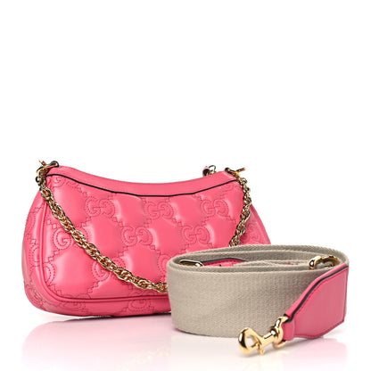 Gucci Calfskin GG Matelasse Chain Handbag Rhodamine Pink Natural 3 of 10