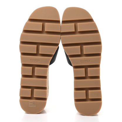 Hermes Calfskin Cork Eze 30 Sandals 39 Black 5 of 9