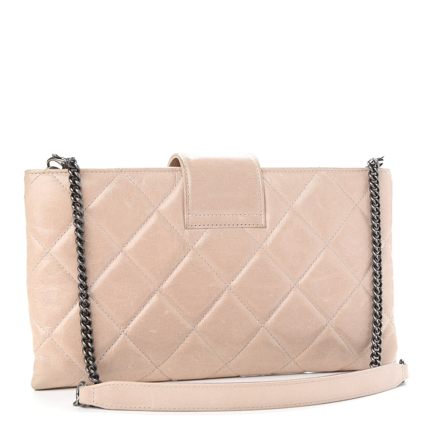 Chanel Glazed Calfskin Quilted Coco Pleats Chain Clutch Light Pink 2 of 10