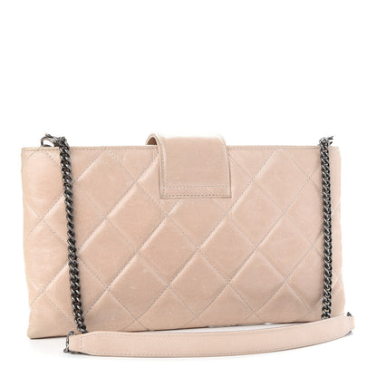 Chanel Glazed Calfskin Quilted Coco Pleats Chain Clutch Light Pink 2 of 10