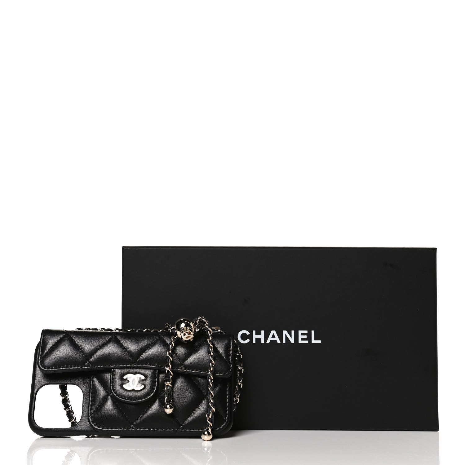 Chanel Lambskin Quilted iPhone XII Pro Case With Chain Black 12 of 12