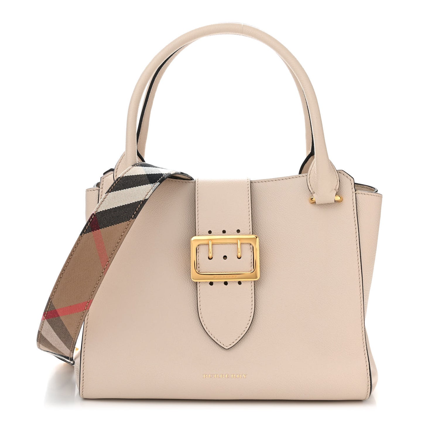 Soft Grain Calfskin Medium Buckle Tote Limestone