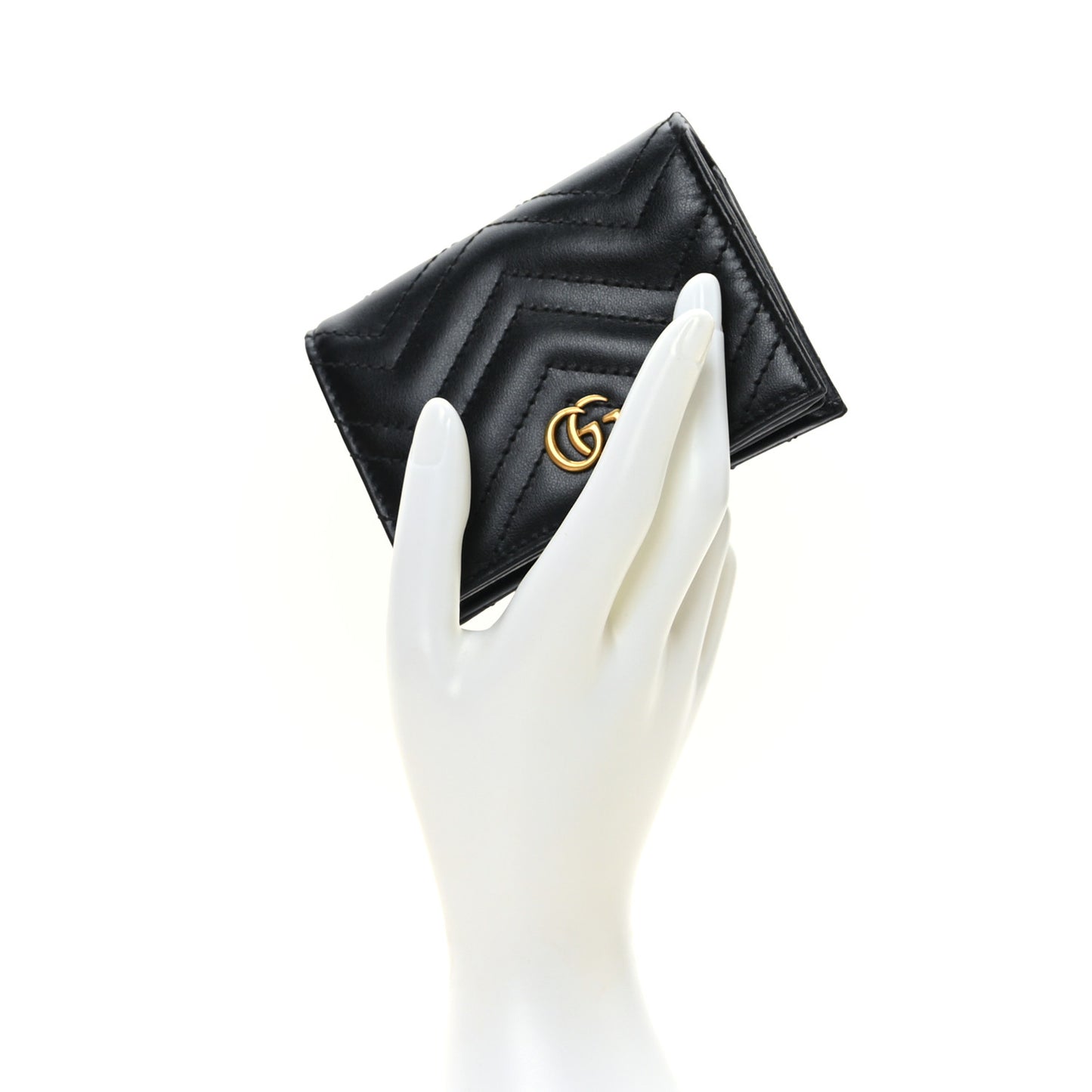 Calfskin Matelasse GG Marmont Card Case Wallet Black