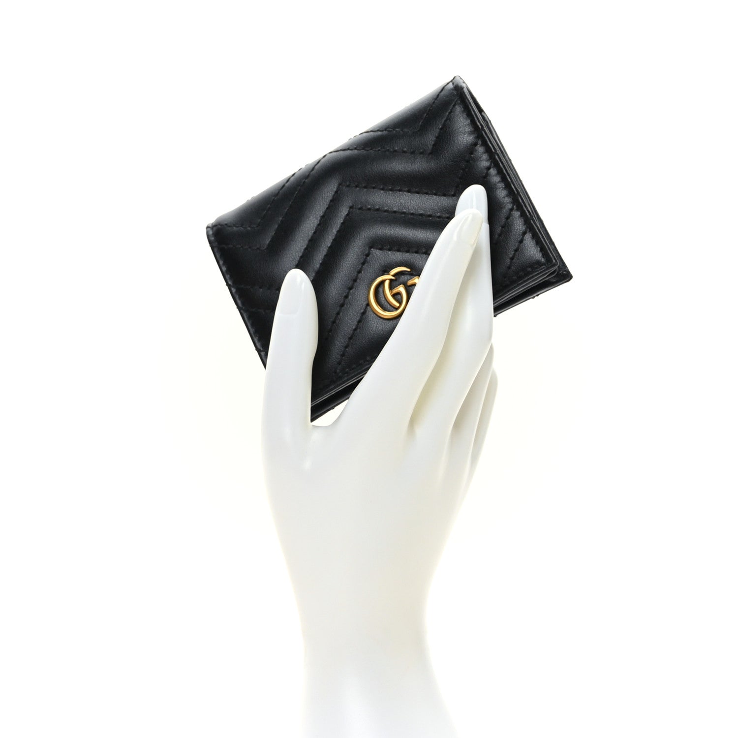 Gucci Calfskin Matelasse GG Marmont Card Case Wallet Black 2 of 6
