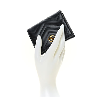 Gucci Calfskin Matelasse GG Marmont Card Case Wallet Black 2 of 6