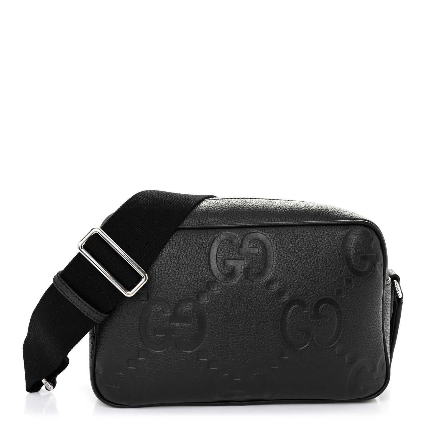 Piuma Calfskin Jumbo GG Embossed Medium Messenger Bag Black