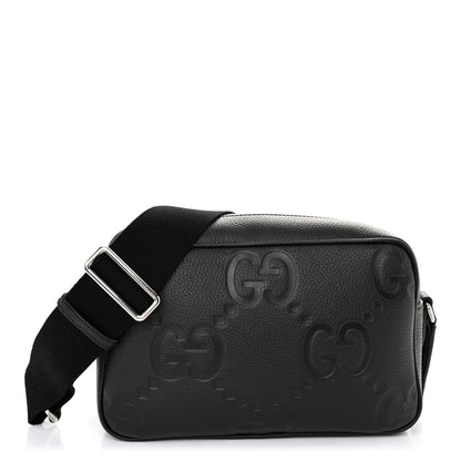 Gucci Piuma Calfskin Jumbo GG Embossed Medium Messenger Bag Black 1 of 10
