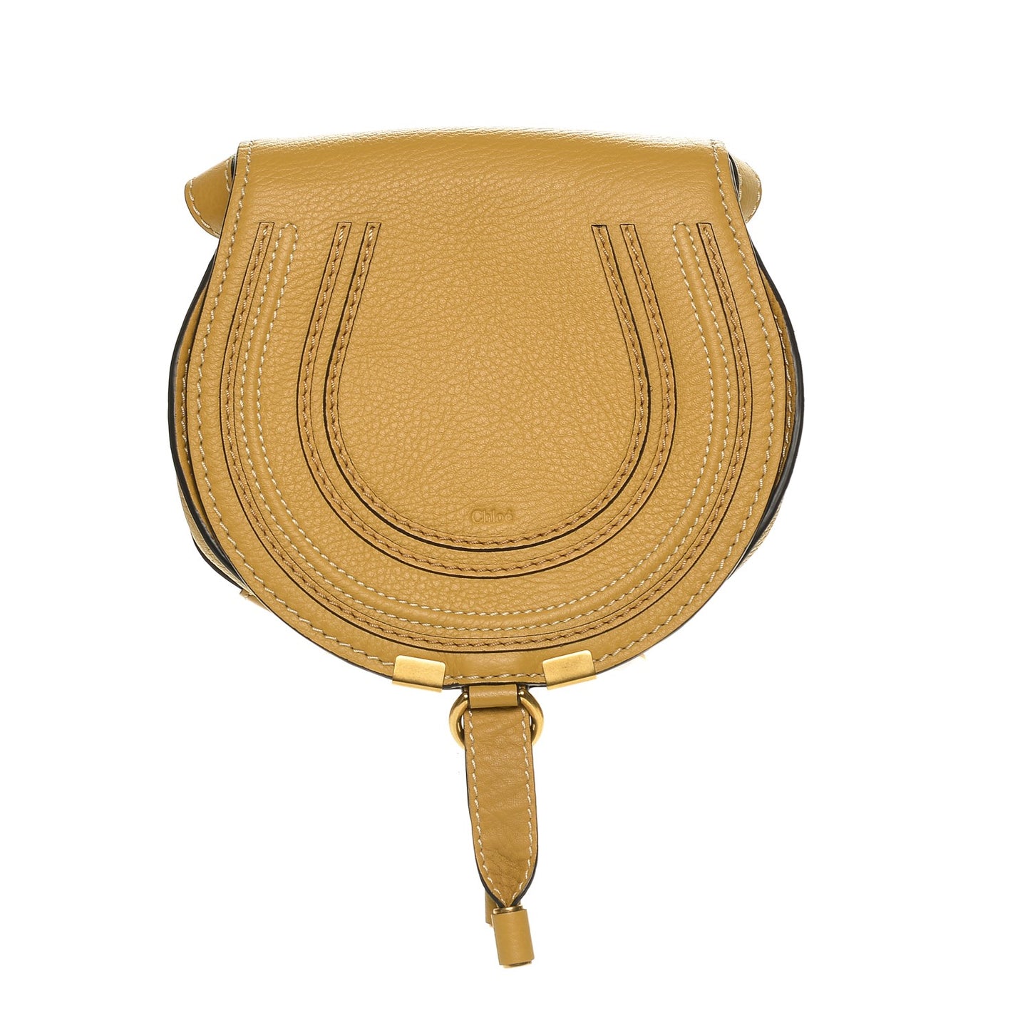 Calfskin Mini Marcie Round Crossbody Bag Sand Shell