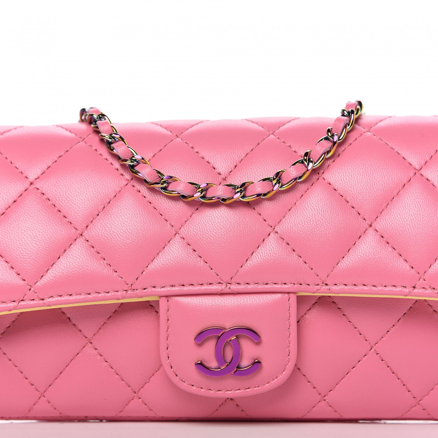 Chanel Lambskin Quilted Glasses Case With Chain Pink Yellow 11 of 12