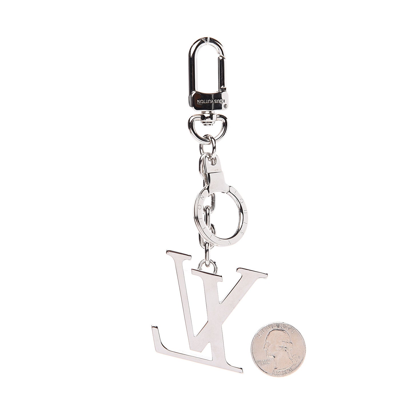 LV Facettes Bag Charm Key Holder Silver